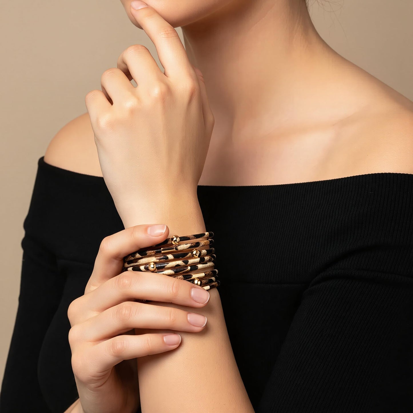 Fesciory Leather Wrap Bracelets for Women, Boho Western Layered Jewelry | Layered leather cuff bracelets, Easy on and off, Boho western style, Daily wear, Gift for women