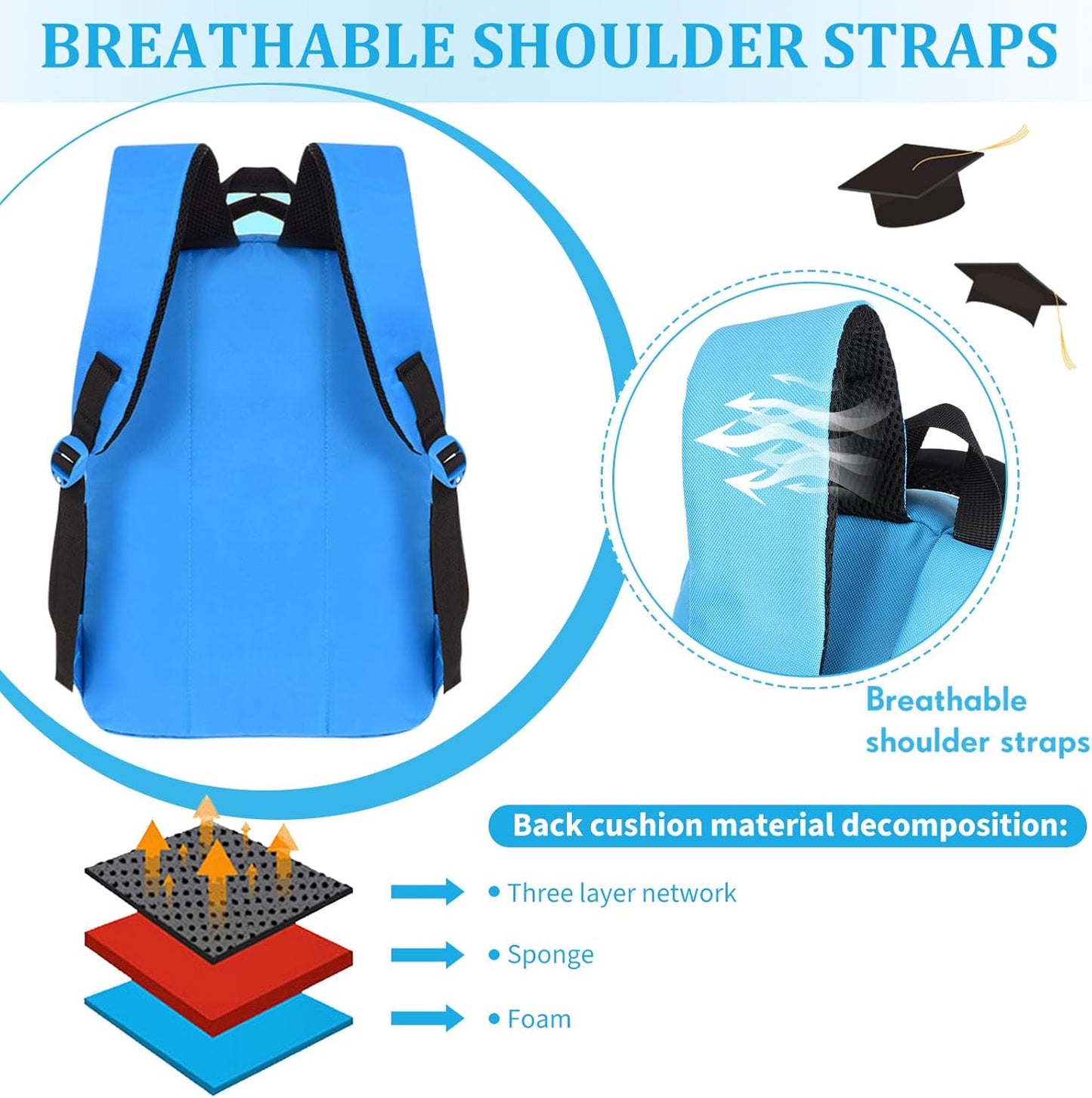 PerKoop 10 Pcs 17 Inch Kids Backpacks Bulk, Classic Student Bags for School | Printed Bulk Pack, Padded Straps, Side Bottle Holder, Middle School, Donation Charity Use