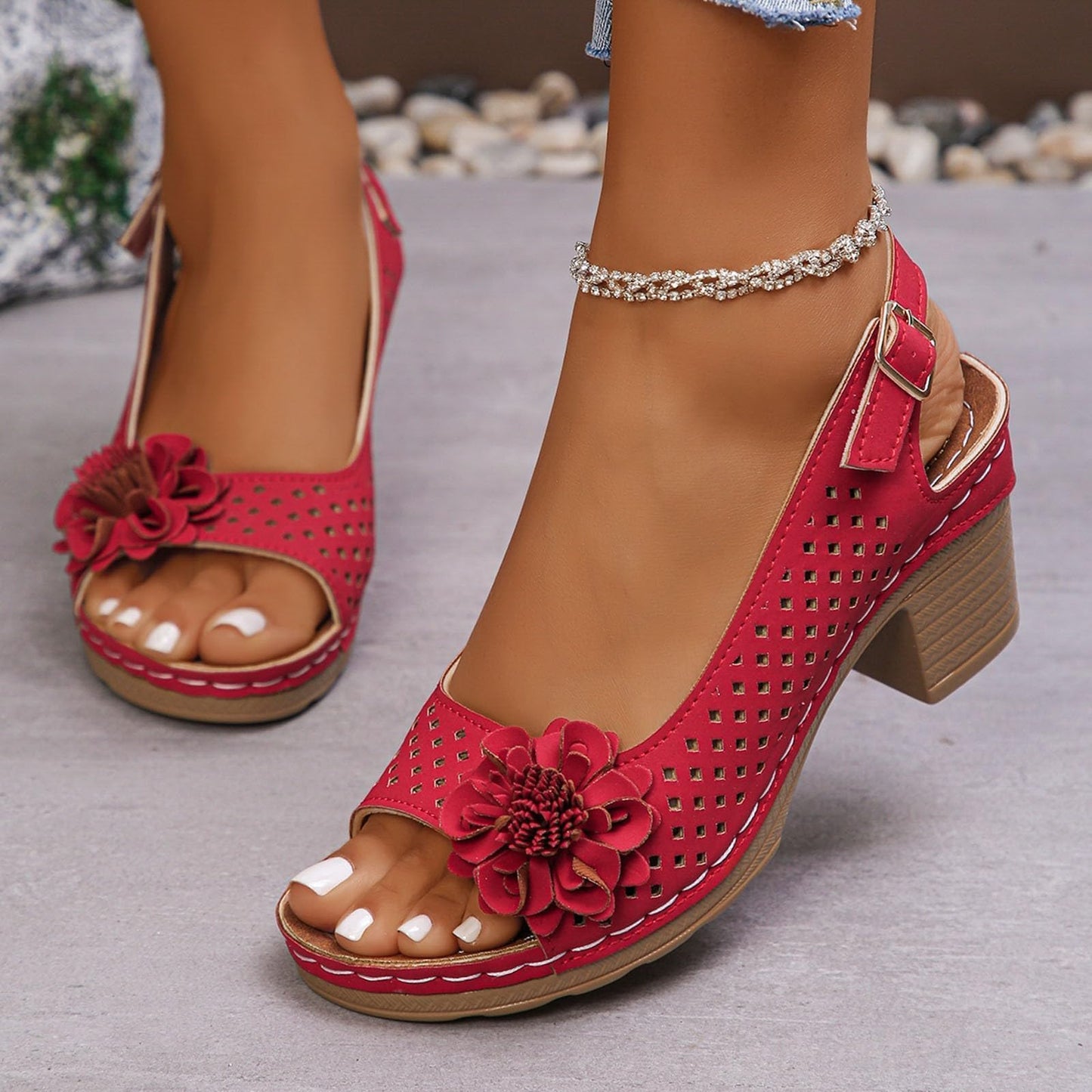 Orthopedic Wedge Sandals For Women 2026,Chunky Block Arch Support Sandal Adjustable Ankle Strap Hollow Out Low Heeled Slippers Wide Width Elegant Dressy Summer Platform Beach Shoes