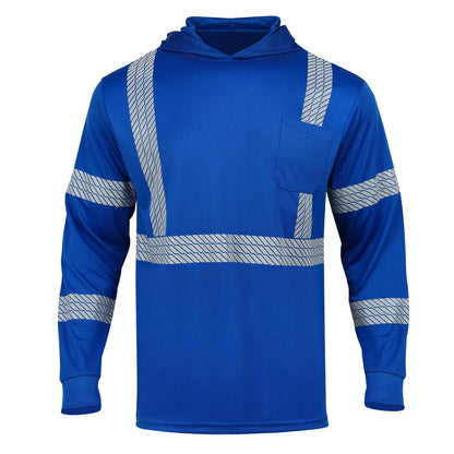 High Visibility Hoodies for Men,Safety Reflective Long Sleeve ANSI Class 3 Hi Vis Construction Work Shirts with Hood