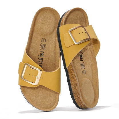 Project Cloud 100% Genuine Leather Sandals Women Dressy Beach Essentials Slides for Women Footwear - Lightweight with Memory Foam Insole Sandals for Women 2026 - Womens Slides