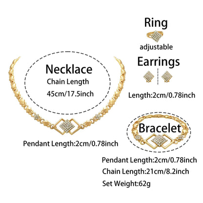 SYHOL Gold Jewelry Sets for Women 18K Gold/Silver Filled Jewelry Necklace Set Wedding Bridal Fashion Jewelry Sets Women Accessories Bracelets Earrings and Rings Sweetheart Gifts