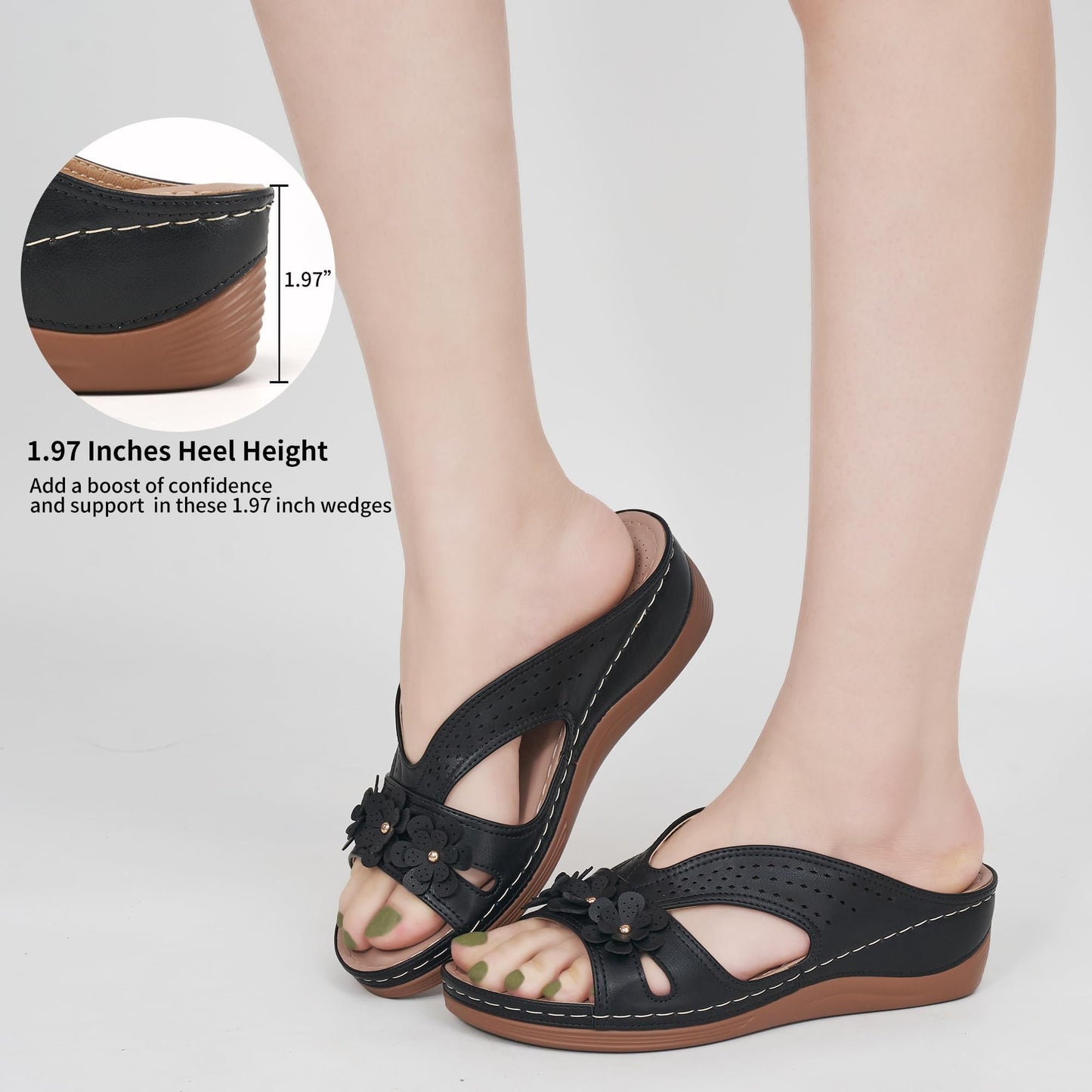 Sandals for Women Wedge Shoes: Slip On Dressy Summer Comfortable Slides Sandals 2026 Casual Memory Foam Platform Shoes