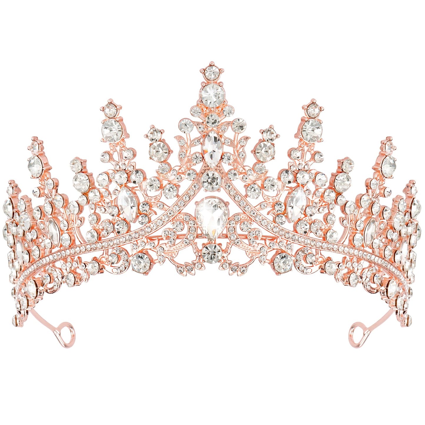 TOBATOBA Silver Wedding Crystal Tiaras and Crowns for Women, Bride Royal Queen Headband Princess Quinceanera Headpieces for Birthday Prom Pageant Party