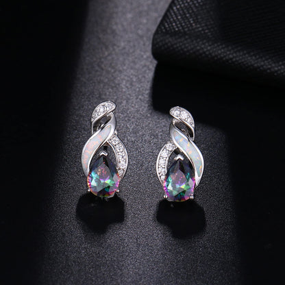 Jewelry Sets Australian Created Opal Necklace Earrings Jewelry for Mom