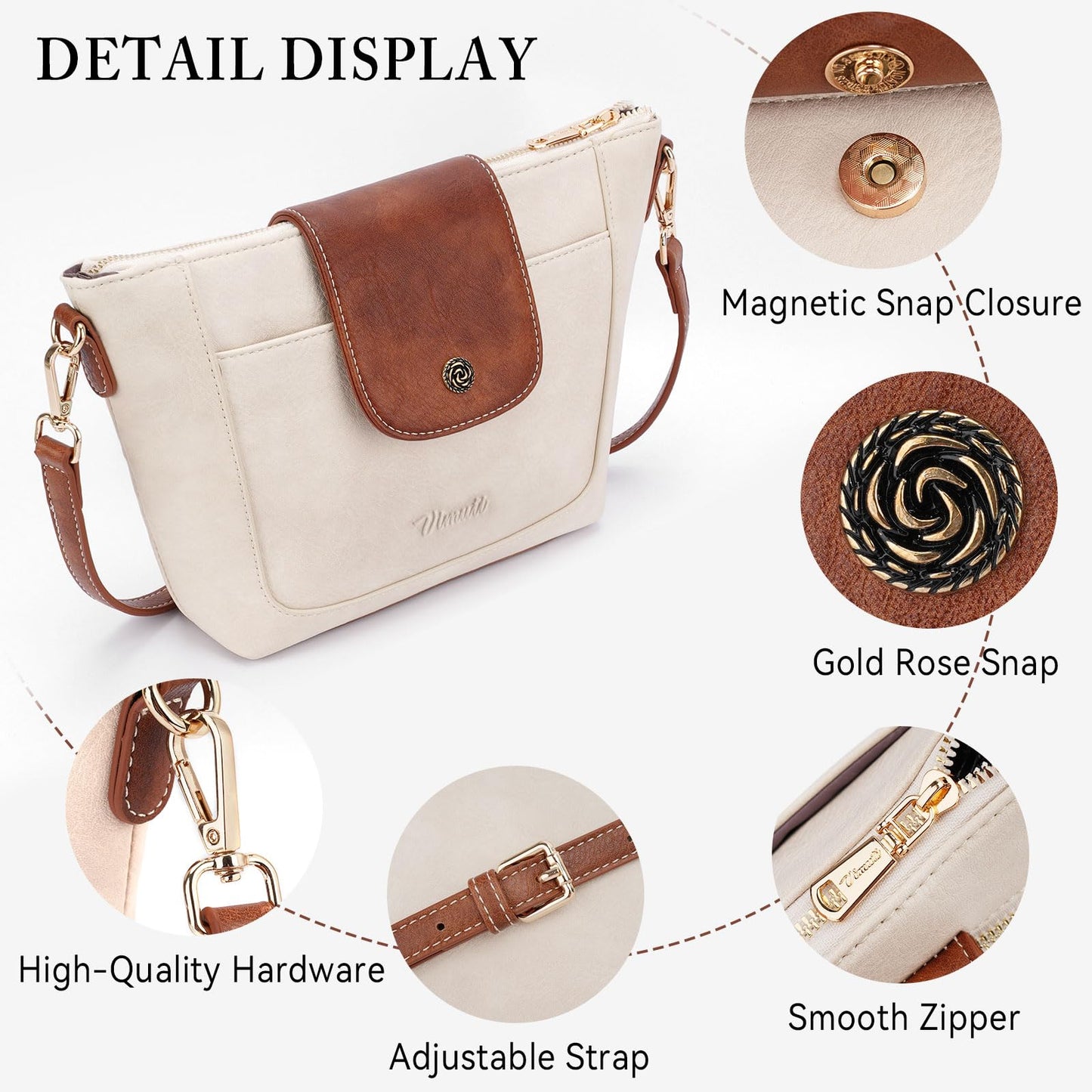 Crossbody Purses for Women Vegan Leather Small Crossbody Bags with Adjustable Strap Lightweight Travel Shoulder Bag