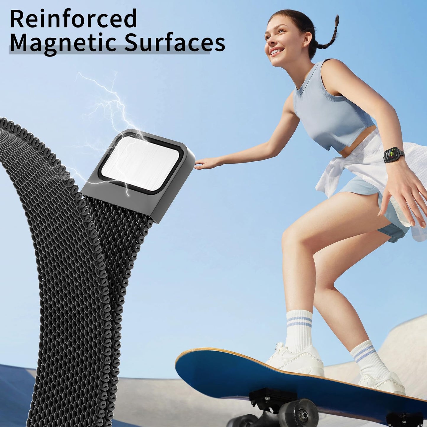 MARGE PLUS Slim Milanese Loop Compatible with Apple Watch Band for women 41mm 40mm 38mm 42mm 46mm 45mm 44mm, Stainless Steel Magnetic Mesh Strap work on iWatch Series 11 10 9 8 7 6 5 4 3 & SE 3 2 1