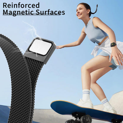 MARGE PLUS Slim Milanese Loop Compatible with Apple Watch Band for women 41mm 40mm 38mm 42mm 46mm 45mm 44mm, Stainless Steel Magnetic Mesh Strap work on iWatch Series 11 10 9 8 7 6 5 4 3 & SE 3 2 1