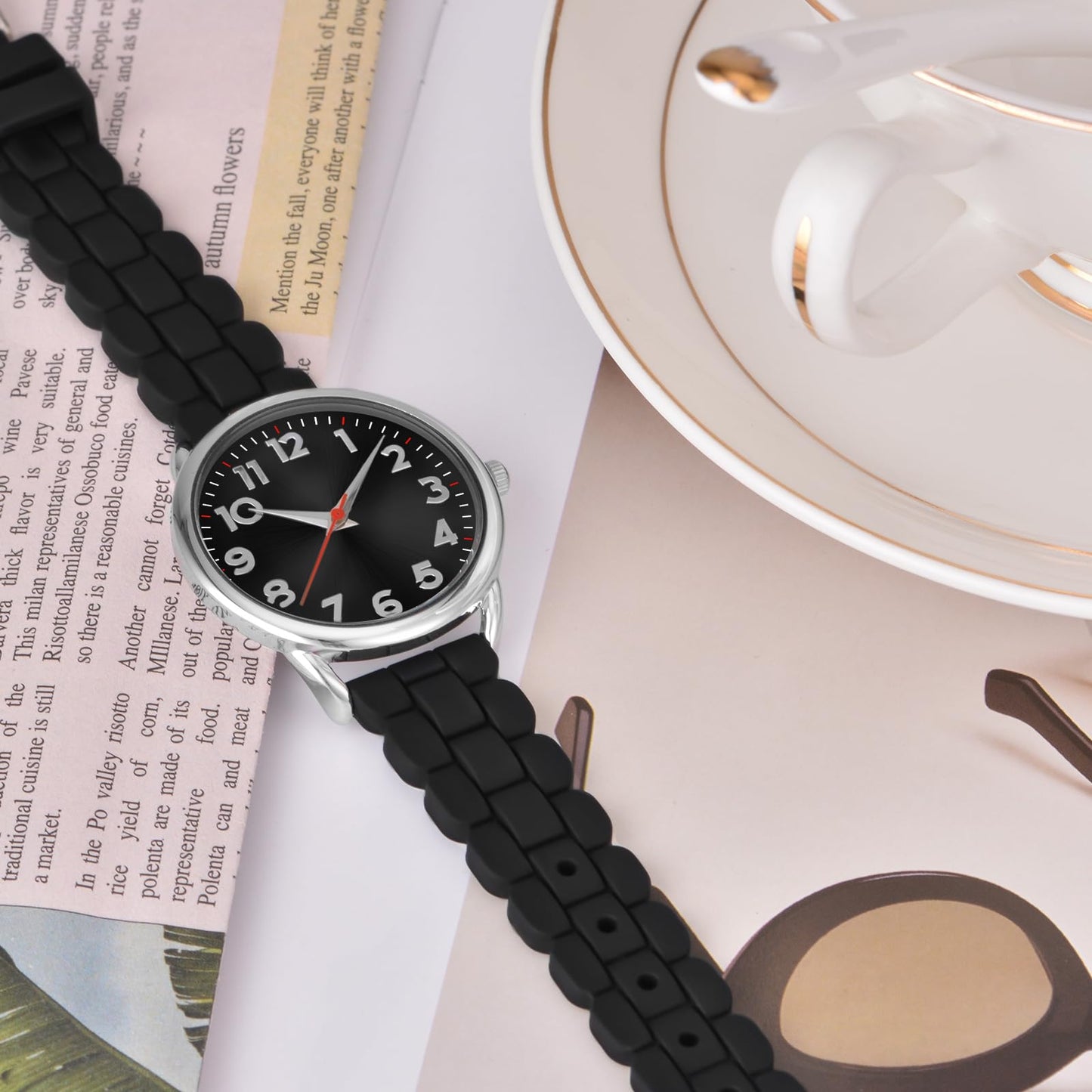 Bisley 35MM Watches for Women Big Face Easy Reader Silicone Strap Water Proof