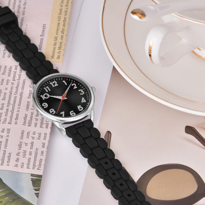 Bisley 35MM Watches for Women Big Face Easy Reader Silicone Strap Water Proof