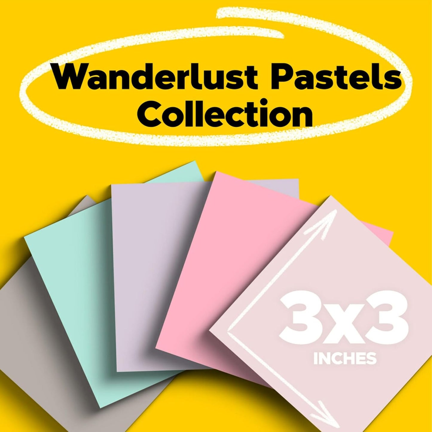 Post-it 100% Recycled Super Sticky Notes, 3 x 3 in, Pastels, 5 Pads | School Supplies and Office Products, 2X the Sticking Power