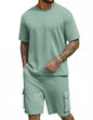 COOFANDY Men's Shirt and Shorts Set 2 Piece Fashion Summer Tracksuits Cotton Oversized T-Shirts Cargo Shorts Outfits