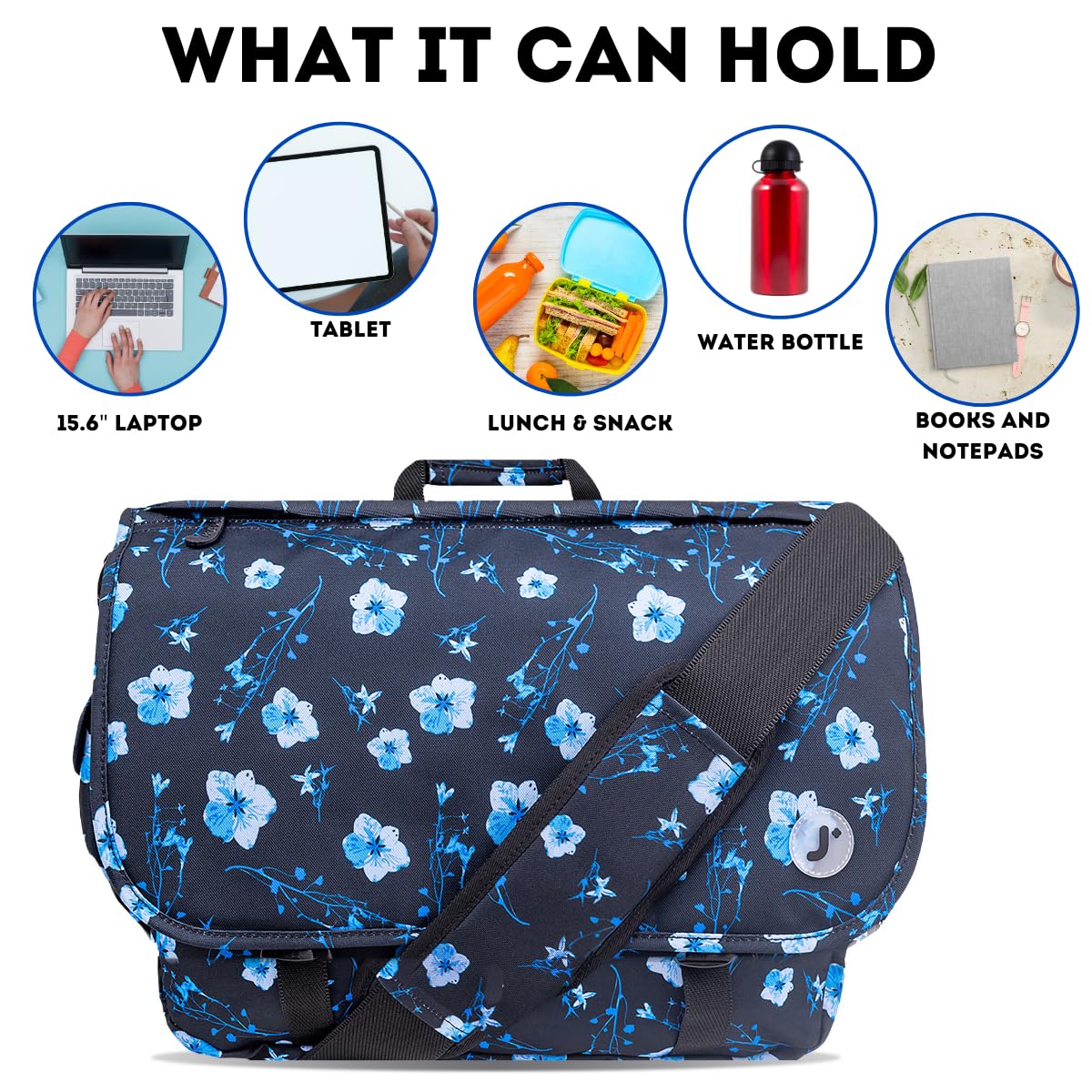 J World New York Thomas Laptop Messenger Bag for Women & Men. Kids Computer Bookbag