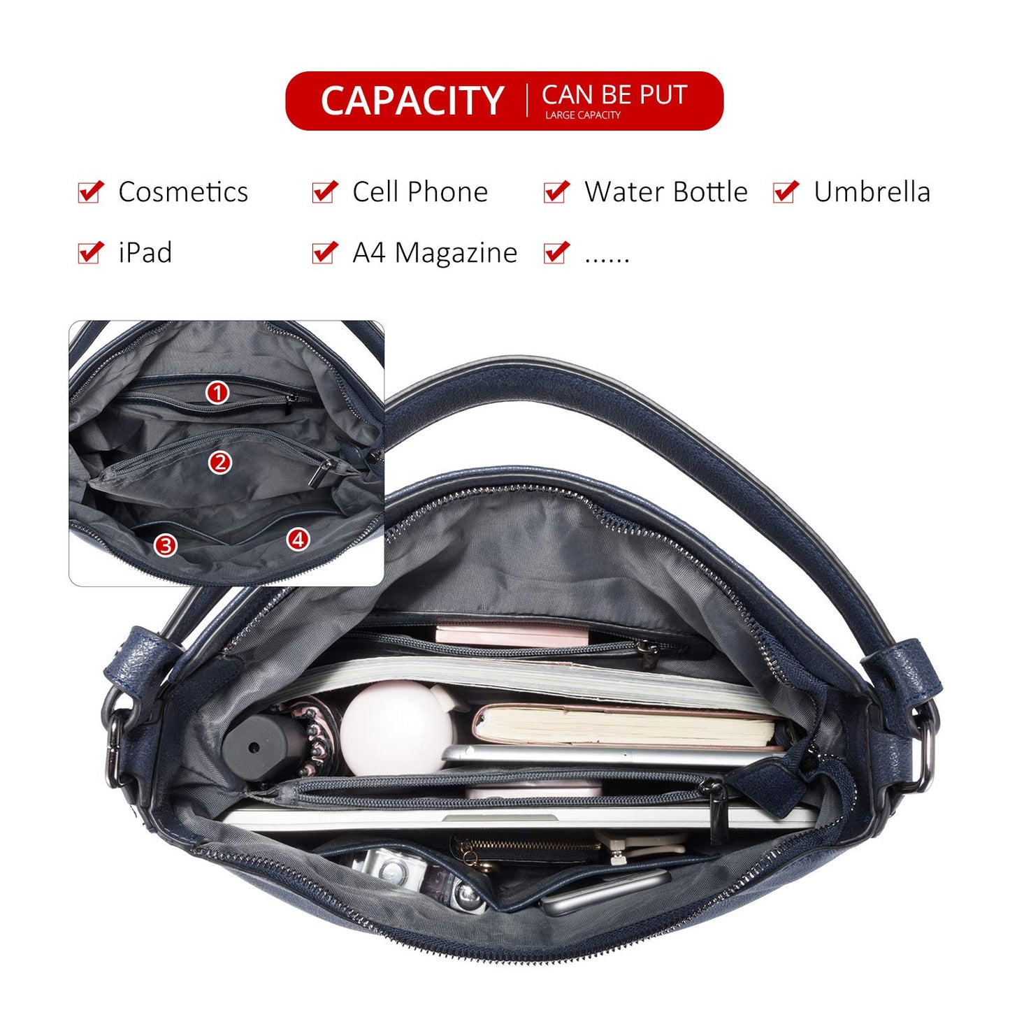 Realer Hobo Crossbody Bags for Women Designer Faux Leather Hobo Handbags Retro Large Size Shoulder Bag Bucket Purse