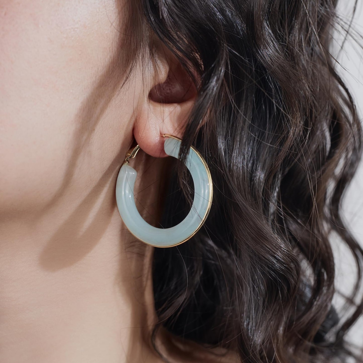 Chunky Gold Resin Hoop Earrings Leverback Statement Huggie Hoops Dangle Drop Dressy Earring Prom Festival Vacation Jewelry for Women
