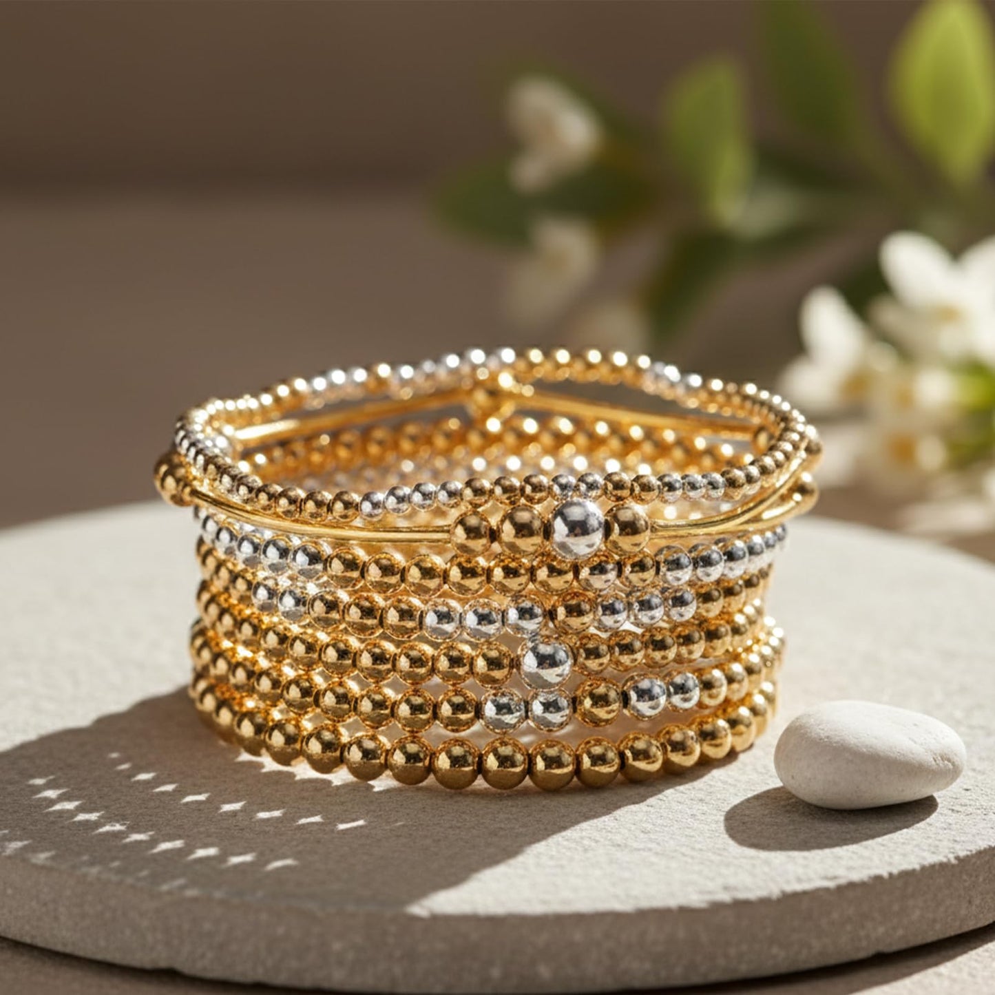 14K Gold Plated Pearl Beaded Cross Bracelets Stack Set for Women,Stretch Boho Colorful Christian Beads Ball Jewelry Friendship Summer Trendy Gift