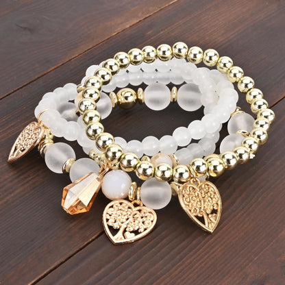 Bohemian Bracelet Sets for Women - 6 Sets Stackable Stretch Bracelets Multi-color Boho Jewelry for Women Hippie Bracelets Dainty Jewelry