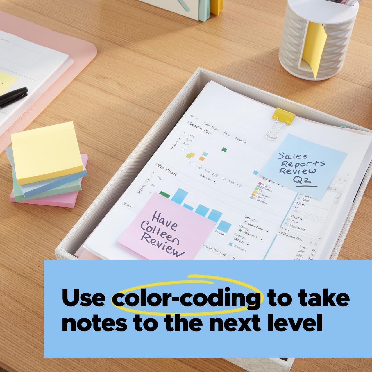 Post-it 100% Recycled Super Sticky Notes, 3 x 3 in, Pastels, 5 Pads | School Supplies and Office Products, 2X the Sticking Power
