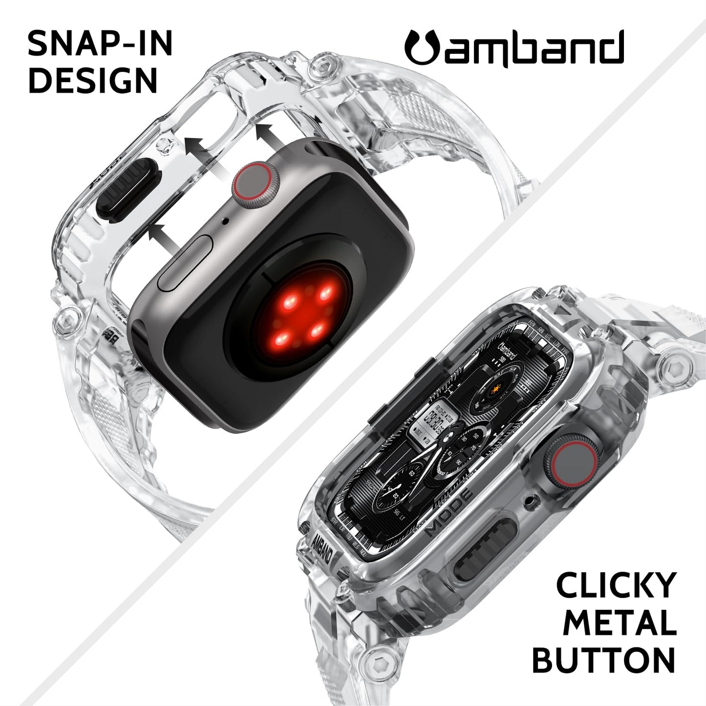 amBand Bands Compatible with Apple Watch 9/8/7 45mm, M1 Sport Series Rugged Case Protective Cover for iWatch 6/SE (3/2/1)/5/4/3 44mm Men Green