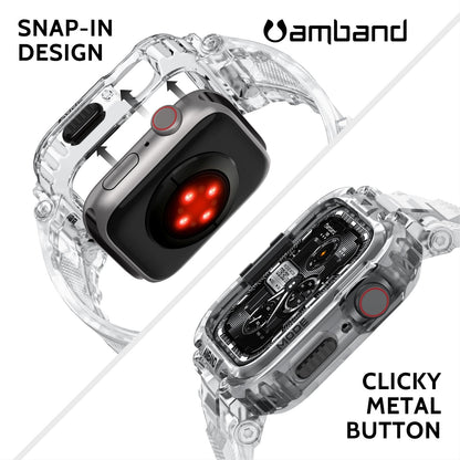 amBand Bands Compatible with Apple Watch 9/8/7 45mm, M1 Sport Series Rugged Case Protective Cover for iWatch 6/SE (3/2/1)/5/4/3 44mm Men Green