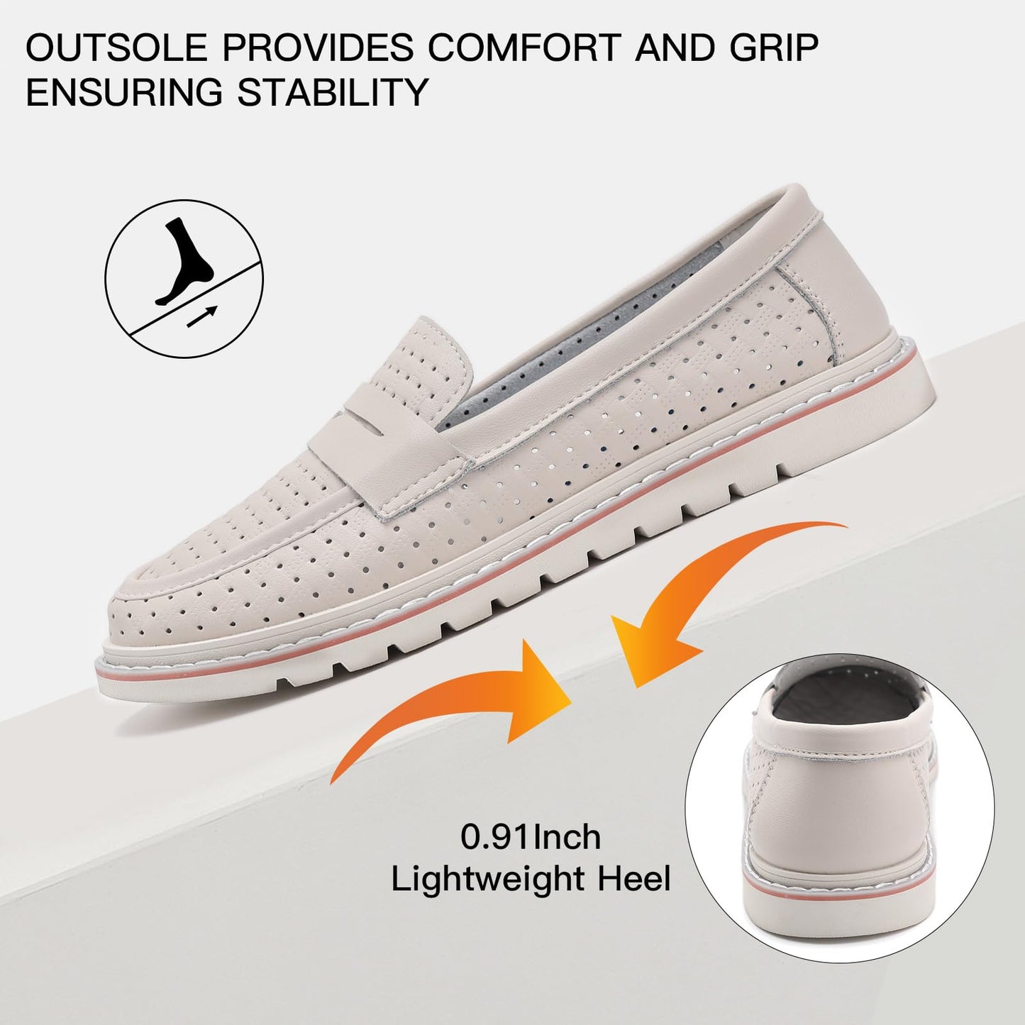 Women's Penny Loafers Leather Dress Shoes Comfortable Non-Slip Flats Soft Slip-on Walking Shoes Driving for Women