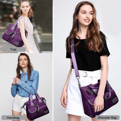 Tote Bag for Women,Multi Pockets Shoulder Handbag,Nurse Bag for Work,Large Cross body Purse,Fashion Nylon Top Handle Satchel
