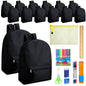 Silkfly 12 Pcs 17" Backpacks with 144 Pcs School Supplies Kits Includes Markers Scissors Rulers Sharpeners Ballpoint Pens Erasers Pencil Cases Pencils for Elementary Middle High School