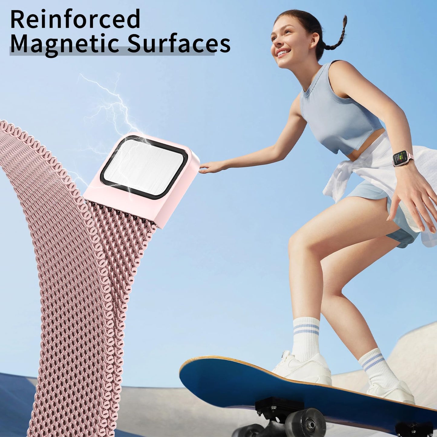 MARGE PLUS Slim Milanese Loop Compatible with Apple Watch Band for women 41mm 40mm 38mm 42mm 46mm 45mm 44mm, Stainless Steel Magnetic Mesh Strap work on iWatch Series 11 10 9 8 7 6 5 4 3 & SE 3 2 1