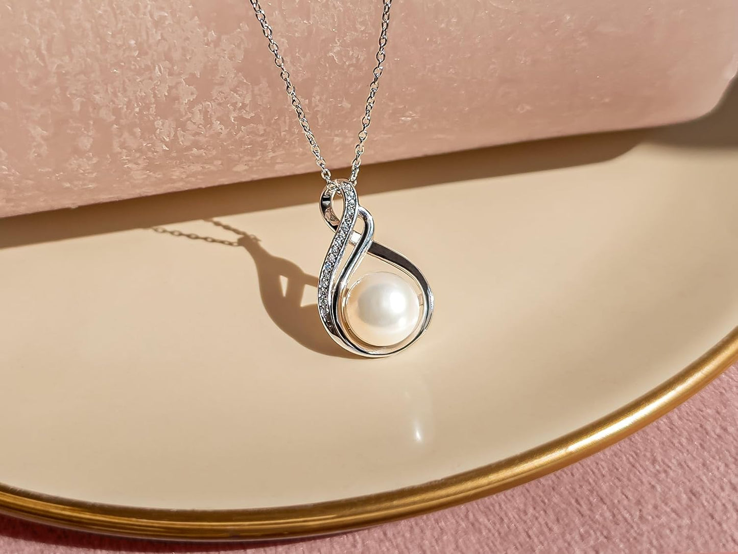 Gifts For Wife Wedding Anniversary - Mothers day gifts - AAA+ Real Pearl Necklaces For Women (18k Gold Plating 925 Sterling Silver) Mothers day necklace ideas Birthday Freshwater Pearl Necklace