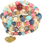Women Beaded Bracelet Set | Colorful Boho Stackable Trendy Design with Crystal Accents Multilayer Bangle Bracelet | Fashion Stretch Braclets Jewelry for Women