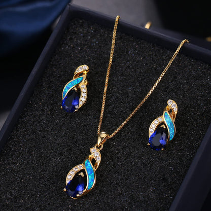 Jewelry Sets Australian Created Opal Necklace Earrings Jewelry for Mom