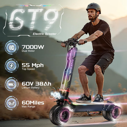 Electric Scooter Adults, 3500W/7000w Single/Dual Hyper Motor with 50/70 Miles Range Battery, Up to 45/58 MPH Top Speed, 10.5"/12" Tubeless Tires Commuting Scooter for Adults