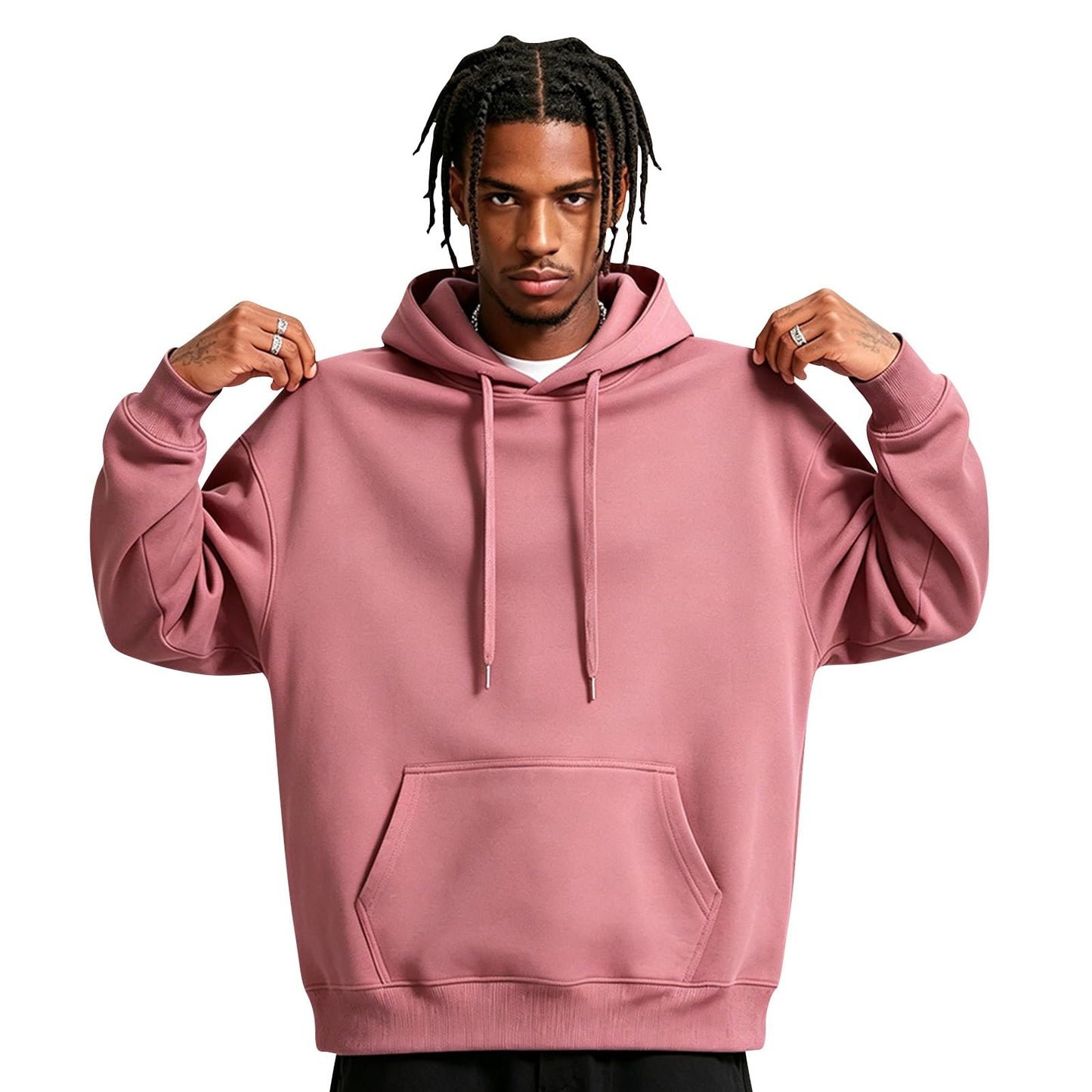 Men Hoodie Sweatshirt Pullover with Kangaroo Pocket Lightweight Casual Hooded Top Apparel for Spring Fall Wear