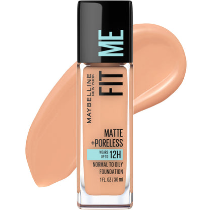 Maybelline Fit Me Matte + Poreless Liquid Oil-Free Foundation Makeup, Mocha, 1 Count (Packaging May Vary)