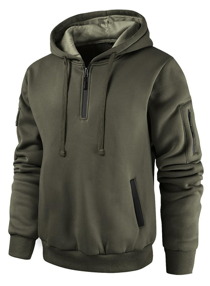 Leidowei Men's Hoodies Casual Pullover Hooded Sweatshirt Long Sleeve Quarter Zip Hoody Tops With Kangaroo Pocket