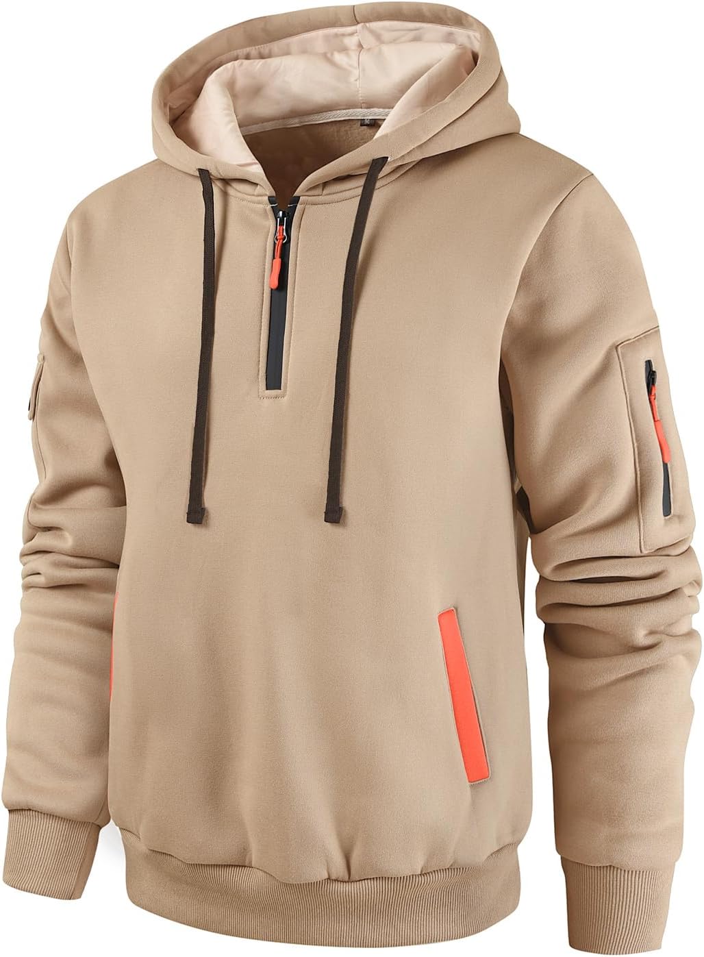 Leidowei Men's Hoodies Casual Pullover Hooded Sweatshirt Long Sleeve Quarter Zip Hoody Tops With Kangaroo Pocket