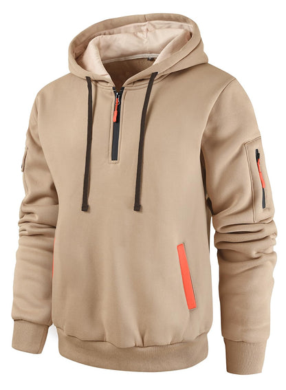 Leidowei Men's Hoodies Casual Pullover Hooded Sweatshirt Long Sleeve Quarter Zip Hoody Tops With Kangaroo Pocket