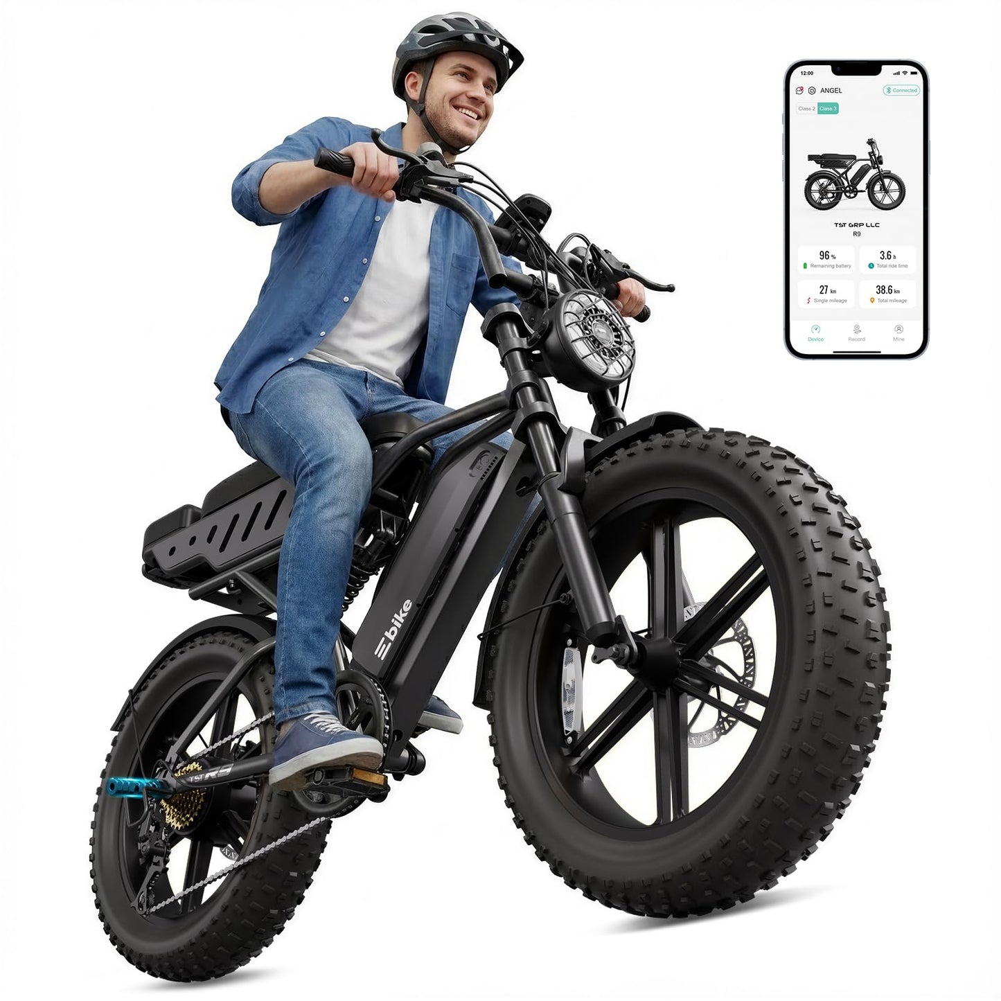 Electric Bike for Adults, Peak 1500W Motor Retro E Bike, Range 65/120Miles, 48V 15Ah Removable Battery, 20"x4" Fat Tires, Full Suspension, APP Control, Off-Road Ebike for City Commuting