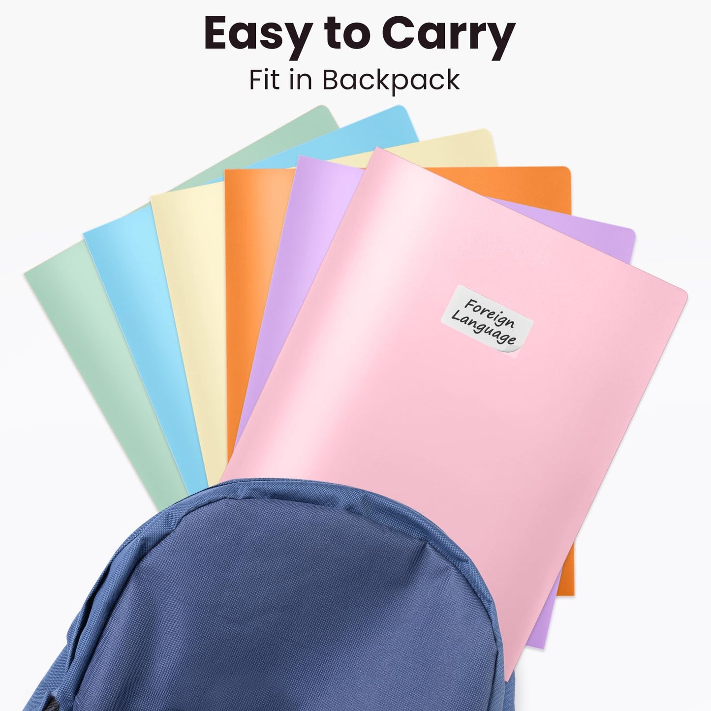 Sooez 6Pack Folders with Pockets, Pastels Colors, Heavy Duty Pocket Folder, Plastic Folders with Pockets, 2-Pocket Folder Bulk, Aesthetic File Folder, Back to School Office Filing Supplies