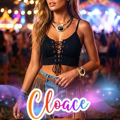 CLOACE Gold Necklace Set Boho Double-Layer Pendant Necklace Bracelet Sets Vintage Fashion Jewelry for Women
