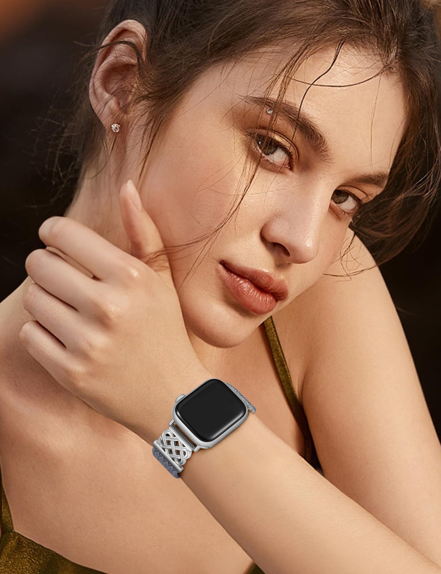 TOYOUTHS Braided Magnetic Band Compatible with Apple Watch Bands 38/40/41/42/44/45/46/49mm Women Men, Dressy Celtic Metal Stretchy Elastic Strap for iWatch Series 11 10 9 8 7 6 5 4 SE/Ultra 3 2 1