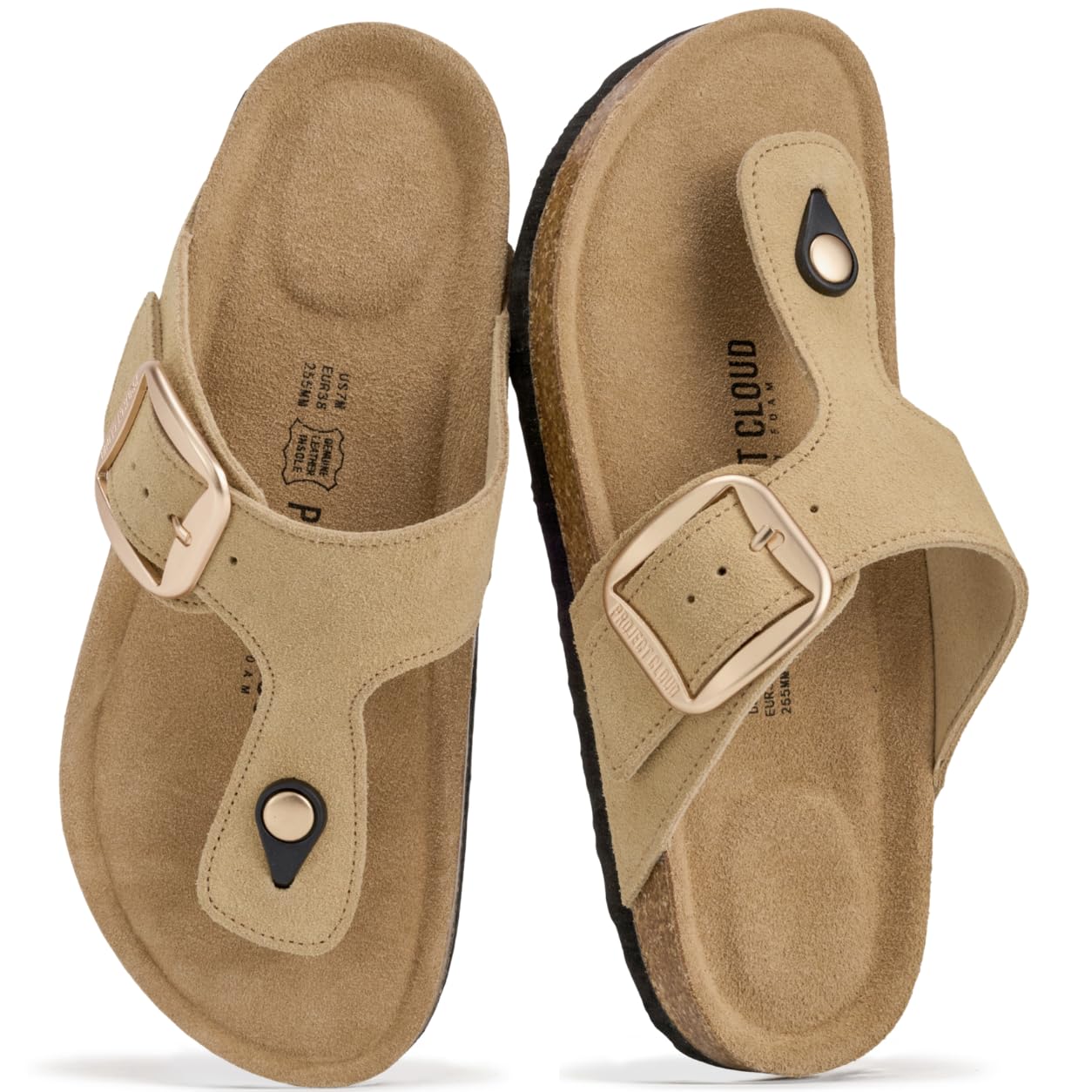 Project Cloud Womens Sandals 100% Genuine Leather Thong Sandals for Women - Memory Foam Insole Women Sandals - Non-Slip Flip Flops for Women - Lightweight Sandals Women Footwear 2026