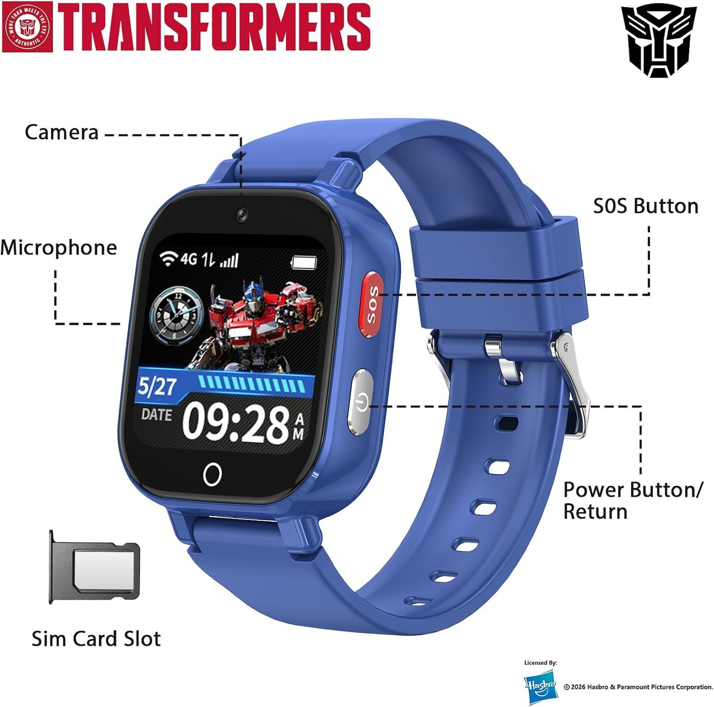 Smart Watch for Kids, 4G Kids Smartwatch with GPS Tracker Calling (Blue) | WIFI/Voice/Video Chat/SOS/SMS-receiving IP68 Waterproof Pedometer Camera Alarm Safe Zone Smartwatch Gift for Boys Girls 4-12