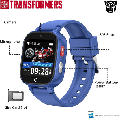 Smart Watch for Kids, 4G Kids Smartwatch with GPS Tracker Calling (Blue) | WIFI/Voice/Video Chat/SOS/SMS-receiving IP68 Waterproof Pedometer Camera Alarm Safe Zone Smartwatch Gift for Boys Girls 4-12