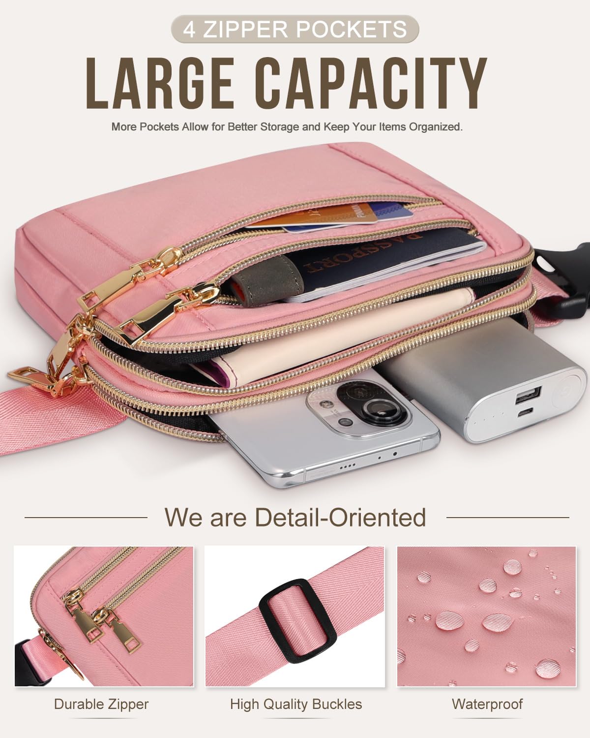 Capolo Fanny Packs for Women Fashion Waist Packs Bag with Adjustable Strap and 4 Zipper Pockets Waterproof Everywhere Crossbody Belt Bag for Workout Running Travelling(Black)