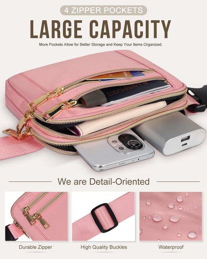 Capolo Fanny Packs for Women Fashion Waist Packs Bag with Adjustable Strap and 4 Zipper Pockets Waterproof Everywhere Crossbody Belt Bag for Workout Running Travelling(Black)