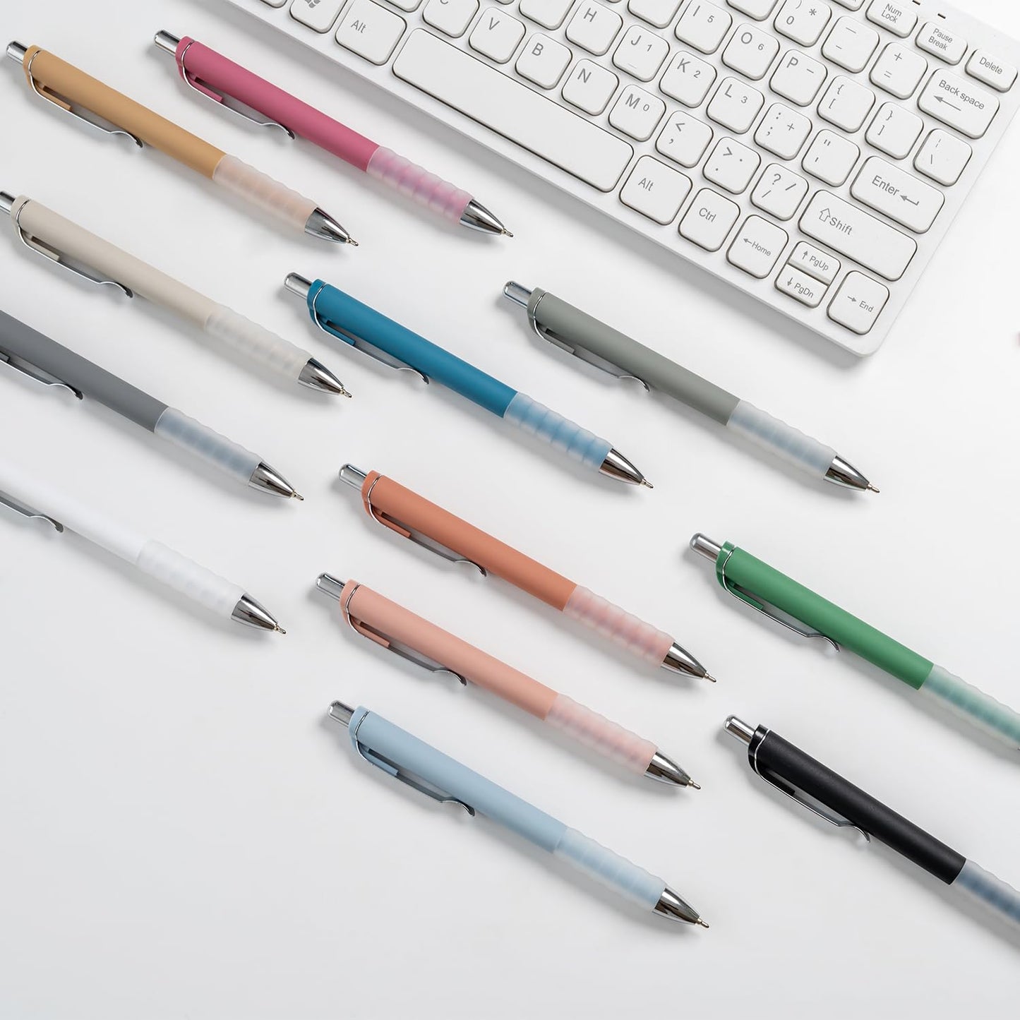 Linbsunne Ballpoint Pens Black Medium Point 1mm with Super Soft Grip Ball Point Pen for Men Women Retractable(style2, 12 pcs)