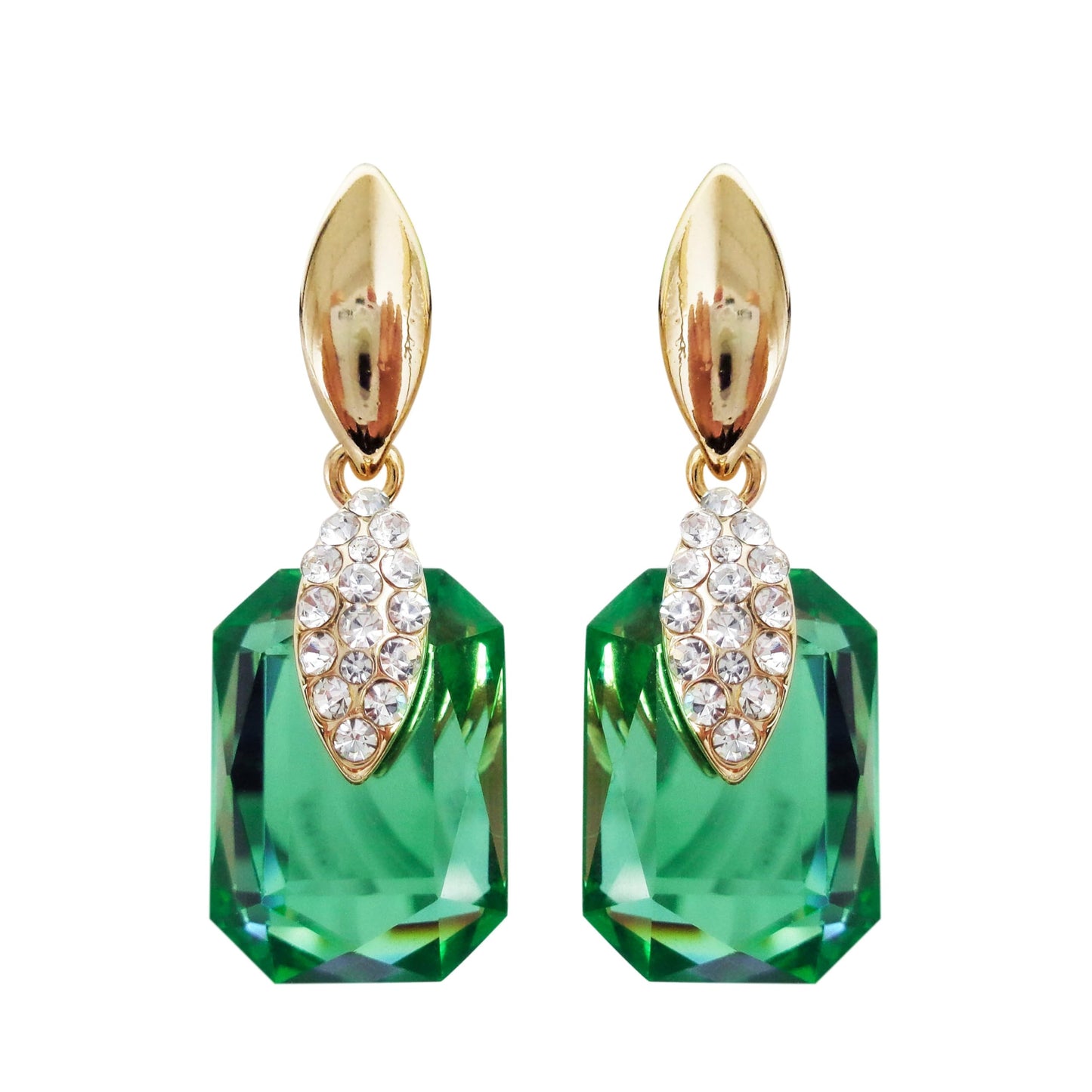 Navachi 18k Gold Plated Crystal Multicolor Square Shape Zircon Dangle Earrings And Neckalce Pendant Az4020-1 Jewelry set