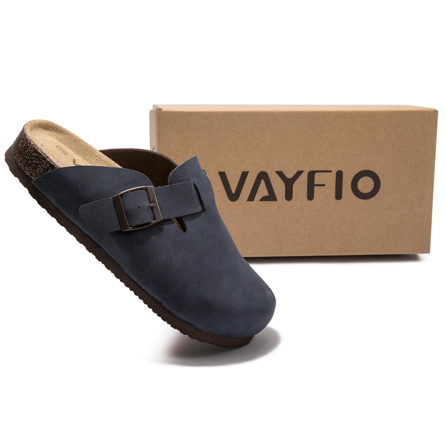 Women Suede Clogs Casual Slip On Potato Mule Slippers | Soft Suede Upper, Arch-Support Cork Insole, Adjustable Buckle, Anti-Slip Sole