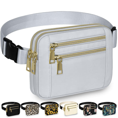 Capolo Fanny Packs for Women Fashion Waist Packs Bag with Adjustable Strap and 4 Zipper Pockets Waterproof Everywhere Crossbody Belt Bag for Workout Running Travelling(Black)